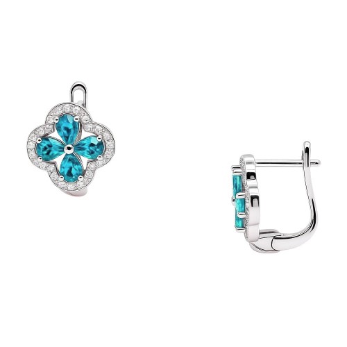 Ασημένια σκουλαρίκια λουλούδια 925 με ζιργκόν Ασημένια σκουλαρίκια λουλούδια 925 με ζιργκόν