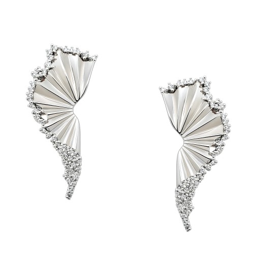 Ασημένια σκουλαρίκια βεντάλια 925 με ζιργκόν Ασημένια σκουλαρίκια βεντάλια 925 με ζιργκόν