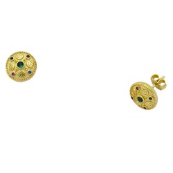 Ασημένια επιχρυσωμένα βυζαντινά σκουλαρίκια 925 με ζιργκόν