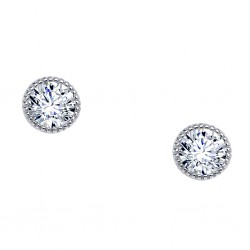 Ασημένια μονόπετρα σκουλαρίκια 925 με ζιργκόν