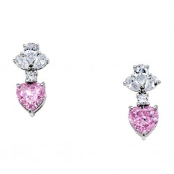 Ασημένια σκουλαρίκια καρδιές 925 με ζιργκόν