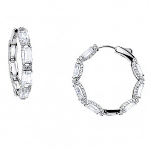 Ασημένια νυφικά σκουλαρίκια κρίκοι 925 με ζιργκόν