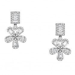 Ασημένια κρεμαστά σκουλαρίκια λουλούδια 925 με ζιργκόν