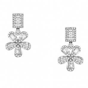 Ασημένια κρεμαστά σκουλαρίκια λουλούδια 925 με ζιργκόν