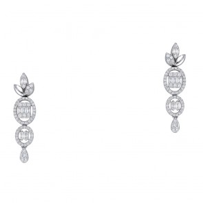 Ασημένια κρεμαστά οβάλ σκουλαρίκια 925 με ζιργκόν