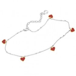 Βραχιόλι ποδιού ασημένιο 925 με καρδιές