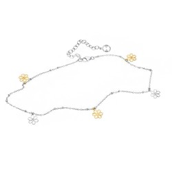 Ασημένιο βραχιόλι ποδιού 925 με λουλουδάκια