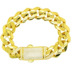 Ασημένιο επιχρυσωμένο γυναικείο βραχιόλι αλυσίδα gourmet 925