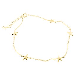 Ασημένιο επιχρυσωμένο βραχιόλι ποδιού αστερίες 925
