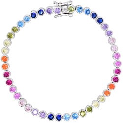 Ασημένιο βραχιόλι ριβιέρα rainbow 925