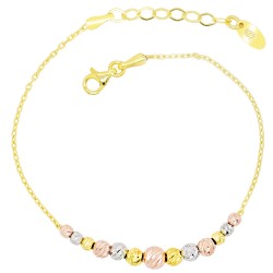 Ασημένιο επιχρυσωμένο βραχιόλι μπίλιες 925