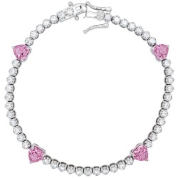 Ασημένιο βραχιόλι ριβιέρα 925 με καρδιές