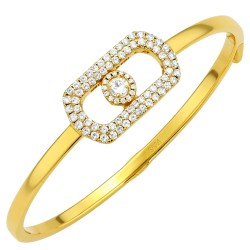 Ασημένιο επιχρυσωμένο βραχιόλι χειροπέδα 925 με ζιργκόν