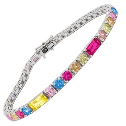 Ασημένιο βραχιόλι ριβιέρα rainbow 925