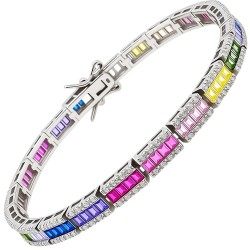 Ασημένιο βραχιόλι ριβιέρα rainbow 925