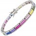 Ασημένιο βραχιόλι ριβιέρα rainbow 925