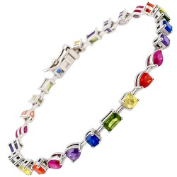 Ασημένιο βραχιόλι ριβιέρα rainbow 925
