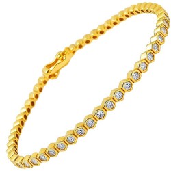 Ασημένιο επιχρυσωμένο βραχιόλι ριβιέρα 925 με ζιργκόν