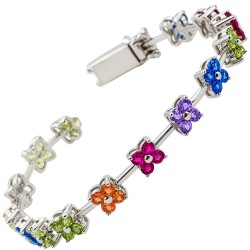 Ασημένιο βραχιόλι ριβιέρα rainbow 925