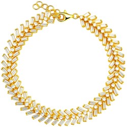 Ασημένιο επιχρυσωμένο βραχιόλι φύλλα 925