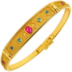 Ασημένιο επιχρυσωμένο βυζαντινό βραχιόλι 925 με ζιργκόν