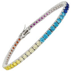 Ασημένιο βραχιόλι ριβιέρα rainbow 925