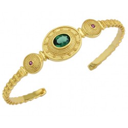 Ασημένιο επιχρυσωμένο βυζαντινό βραχιόλι χειροπέδα 925