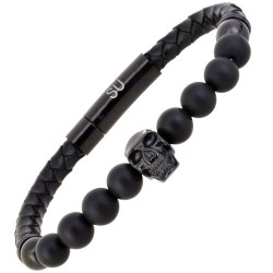 Βραχιόλι με ατσάλινο στοιχείο και πέτρες λάβας