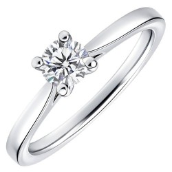 Λευκόχρυσο μονόπετρο δαχτυλίδι Κ18 με διαμάντι