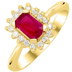 Χρυσό δαχτυλίδι ροζέτα Κ18 με ρουμπίνι και διαμάντια Χρυσό δαχτυλίδι ροζέτα Κ18 με ρουμπίνι και διαμάντια