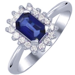 ΄Λευκόχρυσο δαχτυλίδι ροζέτα Κ18 με ζαφείρι και διαμάντια ΄Λευκόχρυσο δαχτυλίδι ροζέτα Κ18 με ζαφείρι και διαμάντια