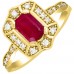 Χρυσό δαχτυλίδι ροζέτα Κ18 με ρουμπίνι και διαμάντια