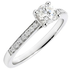 Λευκόχρυσο μονόπετρο δαχτυλίδι Κ18 με διαμάντια