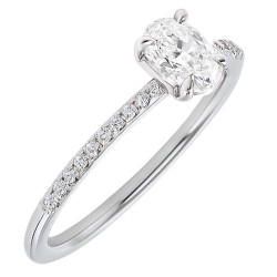 Λευκόχρυσο μονόπετρο δαχτυλίδι Κ18 με διαμάντια