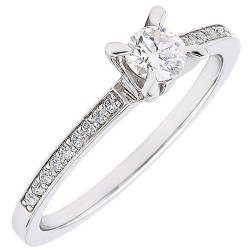 Λευκόχρυσο μονόπετρο δαχτυλίδι Κ18 με διαμάντια