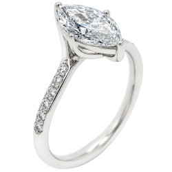 Λευκόχρυσο μονόπετρο marquise Κ14 με lab grown diamonds