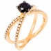 Ροζ χρυσό δαχτυλίδι Κ18 με black diamond και brilliant