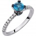 Λευκόχρυσο δαχτυλίδι Κ18 με London Blue Topaz και brilliant