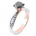 Μονόπετρο δαχτυλίδι σε ροζ και λευκό χρυσό Κ18 με black diamonds