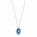 Λευκόχρυσο κολιέ Κ18 με London Blue Topaz και διαμάντια