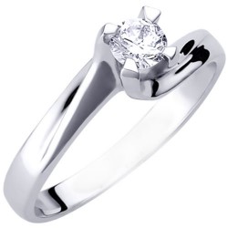 Λευκόχρυσο μονόπετρο δαχτυλίδι φλόγα Κ18 με διαμάντι