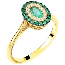 Χρυσό δαχτυλίδι Κ18 με διαμάντια και σμαράγδια Χρυσό δαχτυλίδι Κ18 με διαμάντια και σμαράγδια