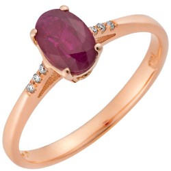 Ροζ χρυσό δαχτυλίδι Κ18 με ρουμπίνι και brilliant