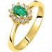 Χρυσό δαχτυλίδι ροζέτα Κ18 με σμαράγδι και διαμάντια