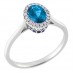 Λευκόχρυσο δαχτυλίδι Κ18 με London Blue Topaz και brilliant