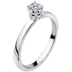 Λευκόχρυσο μονόπετρο δαχτυλίδι Κ18 με διαμάντια