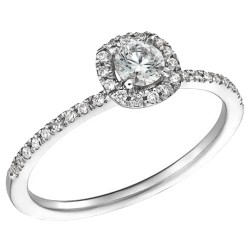 Λευκόχρυσο μονόπετρο δαχτυλίδι Κ18 με διαμάντια