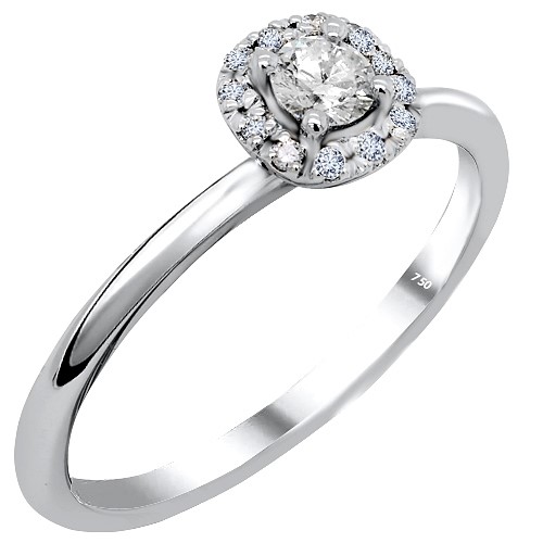Λευκόχρυσο δαχτυλίδι μονόπετρο Κ18 με διαμάντια