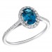 Λευκόχρυσο δαχτυλίδι Κ18 με London Blue Topaz και διαμάντια