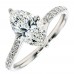 Λευκόχρυσο μονόπετρο marquise Κ14 με lab grown diamonds